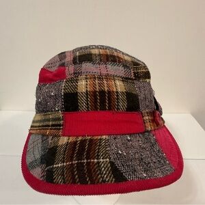 Mudd Vintage Y2K Patchwork Plaid Pink Buttons Spring Paperboy Hat Cadet Cap